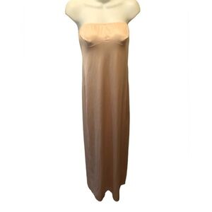 VTG Montgomery Ward Silky Long Strapless Intimate Slip Nylon Natural Beige 12/34
